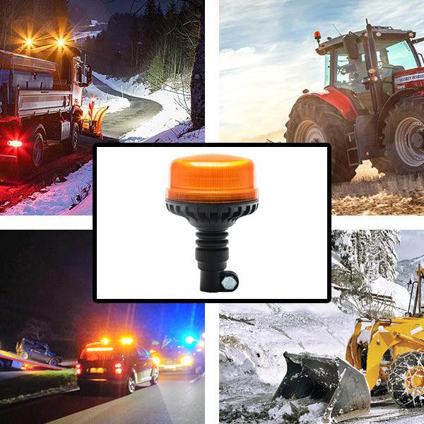 Luz rotativa ámbar para vehículos industriales como tractor, camión deshielo y maquinaria de nieve