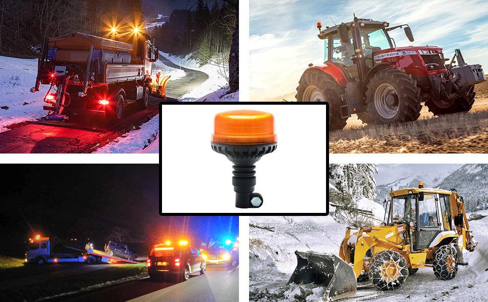 Luz rotativa ámbar para vehículos industriales como tractor, camión deshielo y maquinaria de nieve