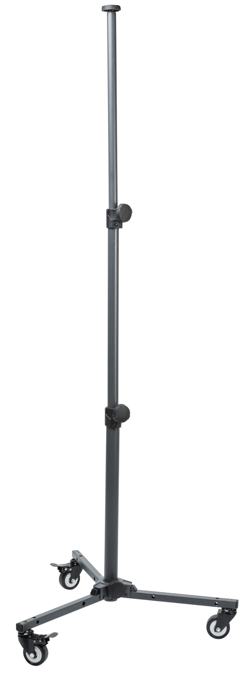 Soporte metálico con ruedas giratorias y ajustables para equipos de iluminación o cámara