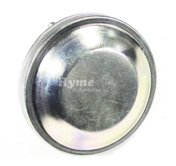 Tapa redonda metálica brillante con borde estriado para vehículo automotriz