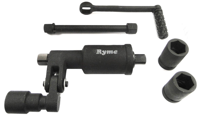 Juego de herramientas mecánicas negras con manija giratoria, dado y llaves para reparación