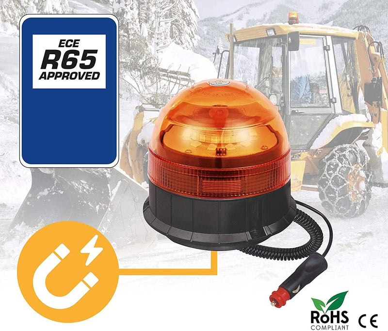 Rotativo LED R65 Homologado - Alta Potencia con Base Magnética y 4 Modos - Autowin24