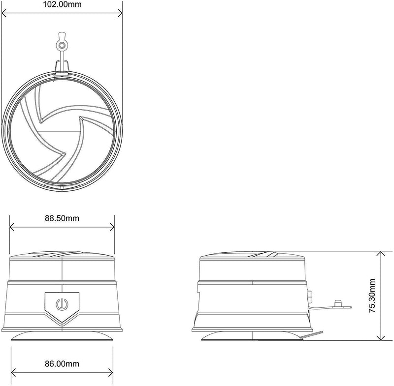 Mini Rotativo LED Ámbar R65 con Batería Recargable y Base Magnética - Autowin24