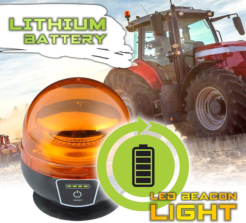 Rotativo LED Ámbar Homologado R65 con Batería Recargable y Control Remoto - Autowin24