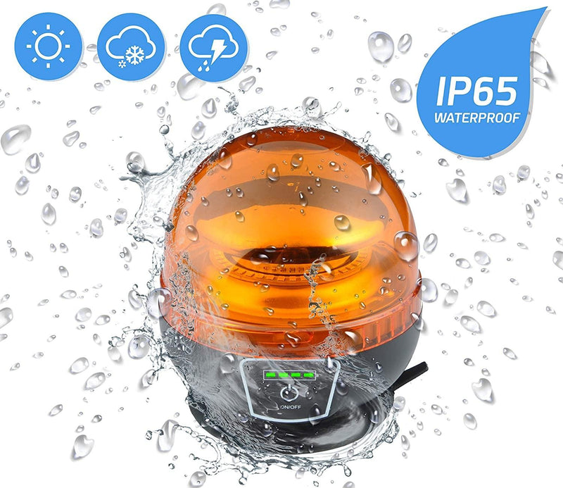 Rotativo LED Ámbar Homologado R65 con Batería Recargable y Control Remoto - Autowin24