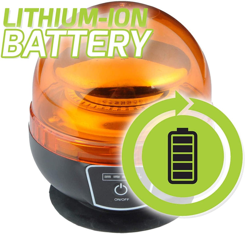 Rotativo LED Ámbar Homologado R65 con Batería Recargable y Control Remoto - Autowin24