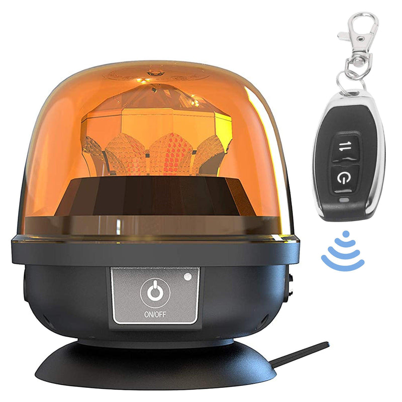 Rotativo LED Ámbar R65 28W con Batería Recargable y Control Remoto - Autowin24