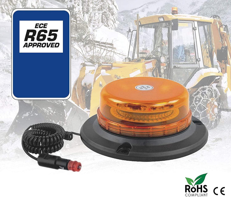 Rotativo LED Ámbar R65 45 LEDs Doble Flash y Base Magnética - Autowin24