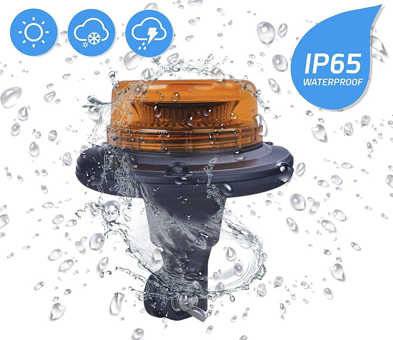 Rotativo LED Ámbar R65 Flexible 45 LEDs Doble Flash y Base DIN - Autowin24