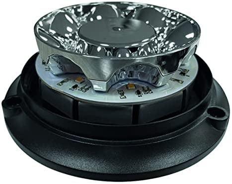 Altavoz tweeter con diafragma metálico y base negra sobre fondo blanco