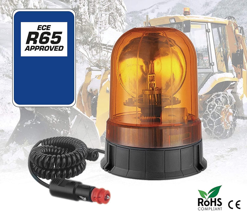Rotativo Homologado Halógeno H1 R65 Ámbar con Base Magnética 12/24V - Autowin24
