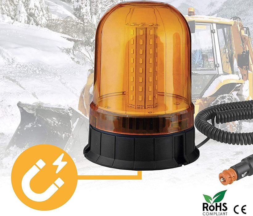 Rotativo Ámbar LED de Señalización Emergencia 1224V Base magnética