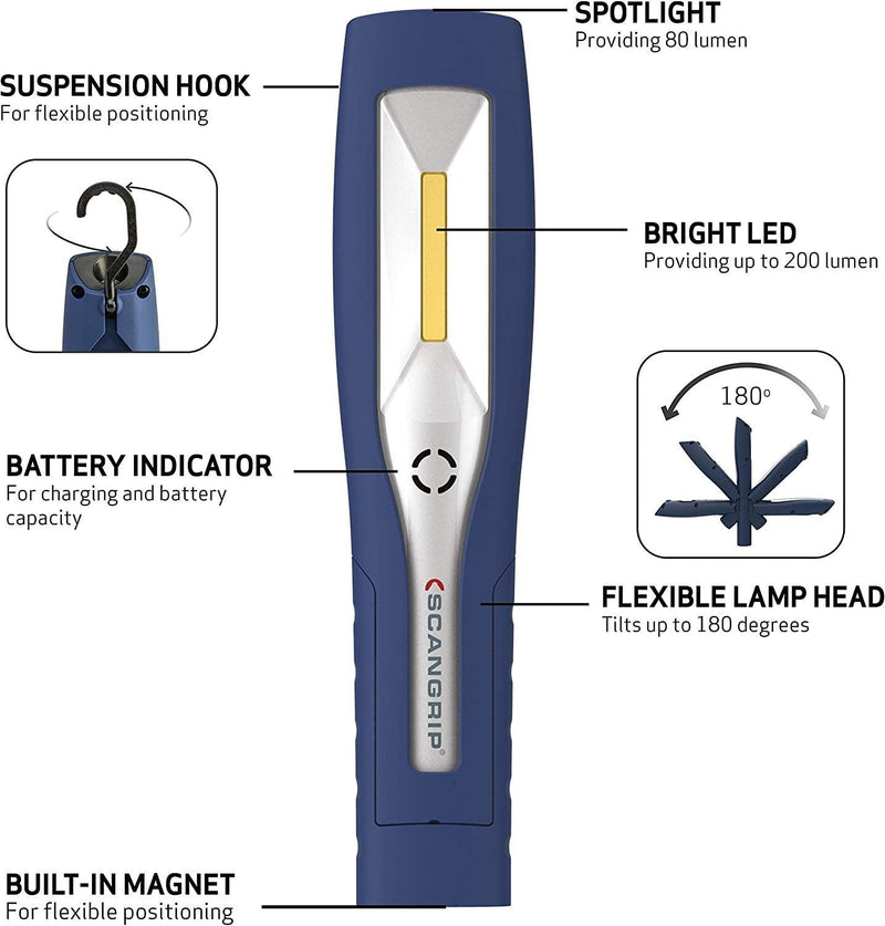 Lámpara de Trabajo MINI MAG PRO – Compacta, Recargable y Potente - Autowin24