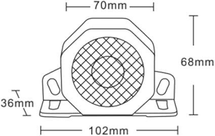 Alarma Bocina marcha atrás · 2 modos de Sonido · 105 DB · 12-80V · Función Silencio