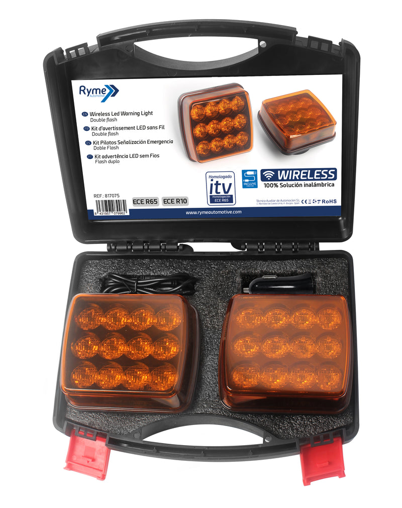 Kit Pilotos Emergencia Ámbar R65 LED IP67 Magnético Recargable