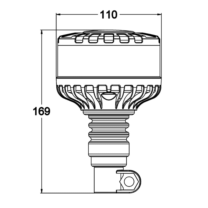 Rotativo LED Ámbar 12–24V con Sensor Día/Noche y Potencia Automática – IP69K, 16 LEDs Alta Intensidad