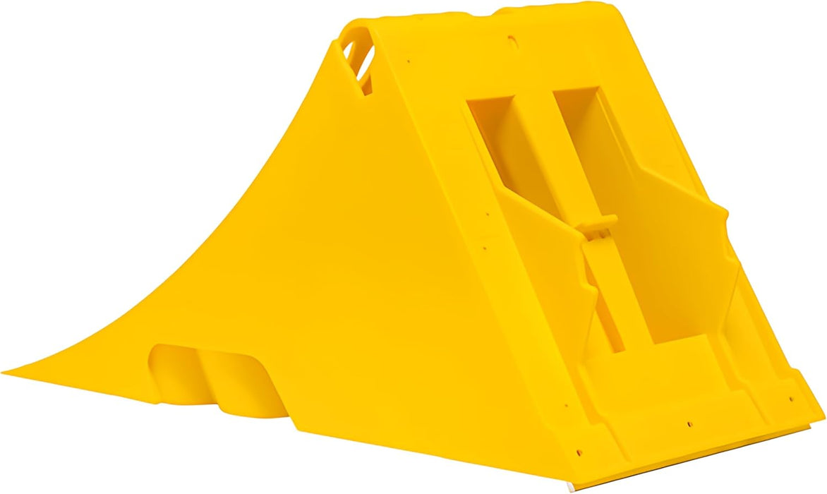 Calzo de Rueda R560 DIN 76051 | Plástico Amarillo, 470x224x200 mm, con Pletina Metálica Antideslizante | Seguridad para Camiones y Vehículos Industriales