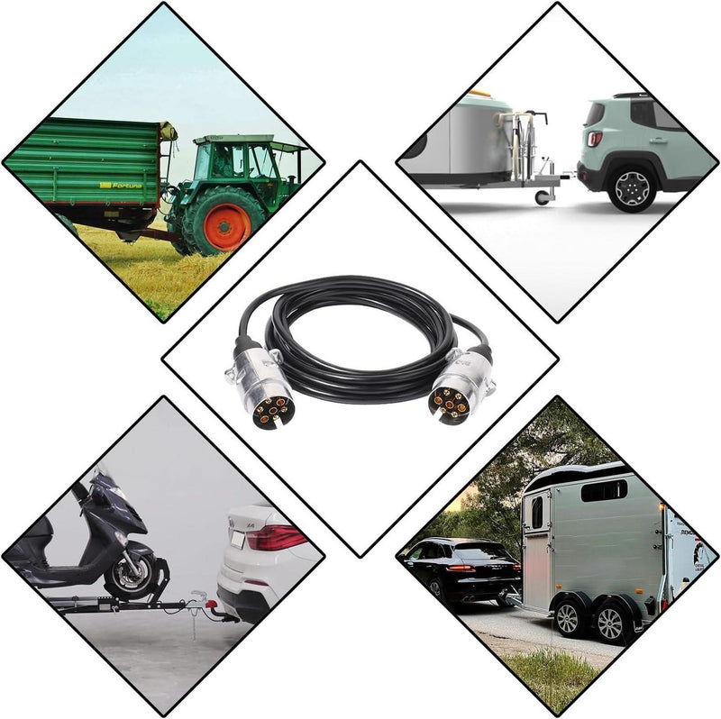 Enchufe para Remolque 7 Pines | Cable TPU Extensible 6,5M | Alta Resistencia para Caravanas y Tractores - Autowin24