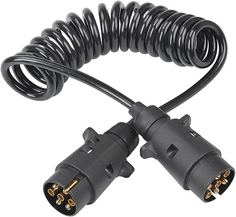 Cable de Extensión 7 Pines Espiral Flexible 3.5M – Alta Resistencia para Remolques, Caravanas y Tractores