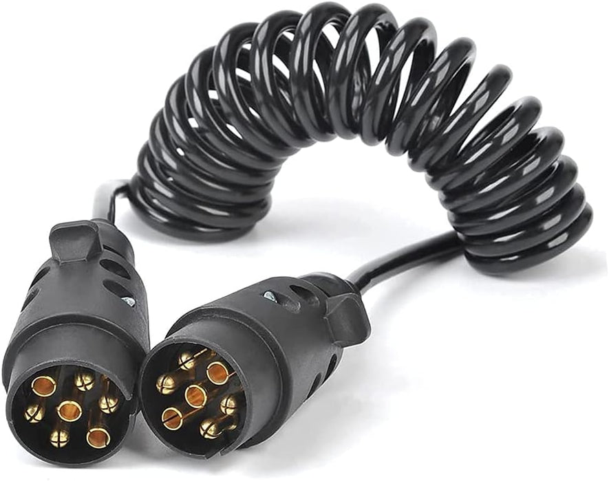 Cable de Extensión 7 Pines Espiral Flexible 3.5M – Alta Resistencia para Remolques, Caravanas y Tractores