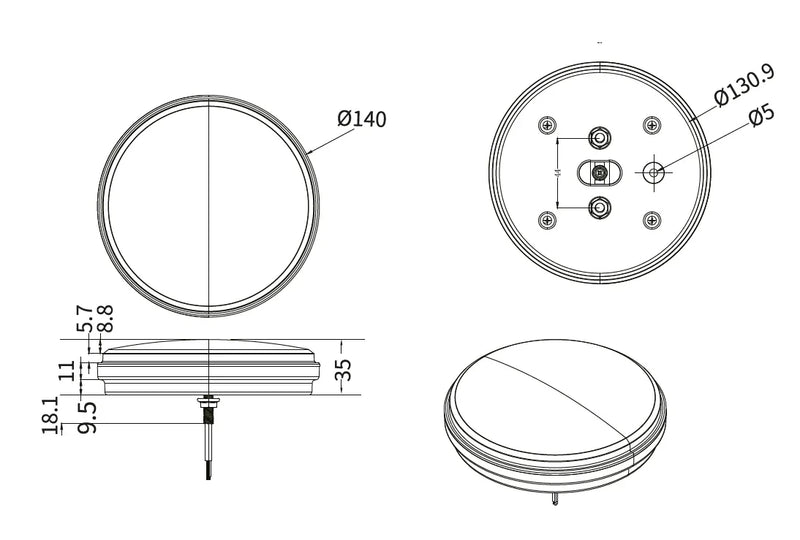 12/24V Multi-voltage LED Rear Light Approved E-Mark IP67