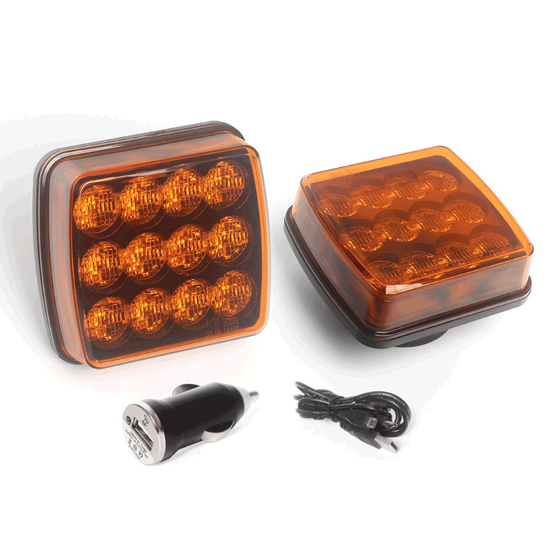 Kit Pilotos Ámbar de Emergencia R65 – Batería Recargable, Magnético e IP67 - Autowin24