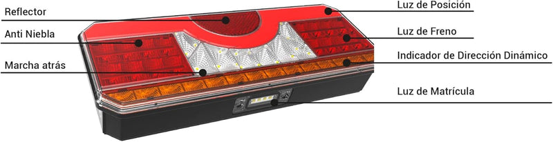 Piloto Trasero LED Multifunción 7 Funciones con Intermitente Dinámico – 82 LED | IP67 IZQUIERDO
