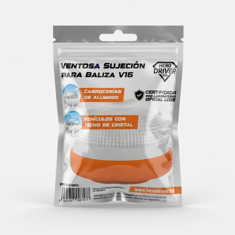 Ventosa de Sujeción Certificada Baliza V16 – Para vehículos de aluminio o techo de cristal